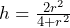 h=\frac{2r^2}{4+r^2}